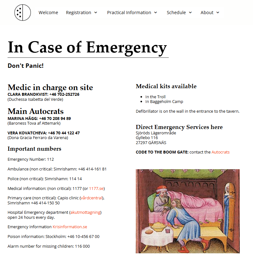 Bilden visar hur Dubbelkriget visade upp sin In Case of Emergency på sin eventhemsida. Detta är bild 1 av 7. 