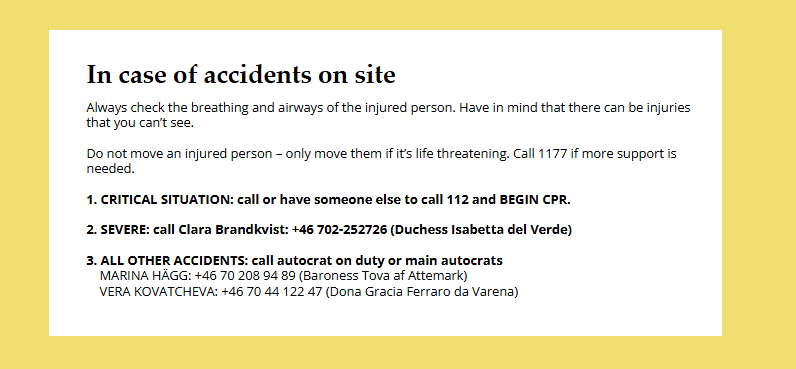 Bilden visar hur Dubbelkriget visade upp sin In Case of Emergency på sin eventhemsida. Detta är bild 2 av 7. 